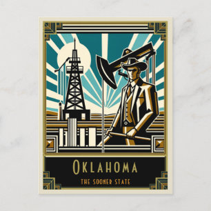 Oklahoma   Art Deco Postkarte