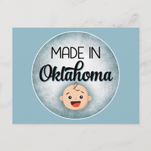 Oklahoma Baby Funny Blue New Boy Postcard Postkarte (Vorderseite)