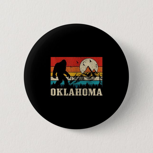 Oklahoma Bigfoot Vintage Berge Wandern Camping  Button (Vorderseite)