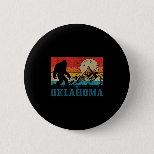 Oklahoma Bigfoot Vintage Berge Wandern Camping  Button (Vorderseite)