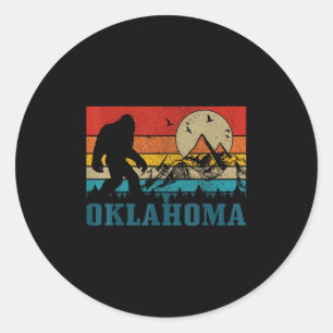 Oklahoma Bigfoot Vintage Berge Wandern Camping  Runder Aufkleber