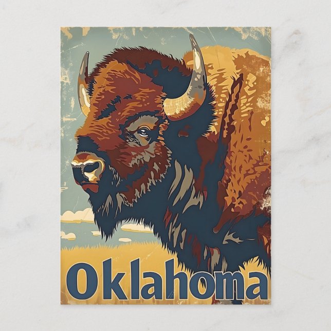 Oklahoma Bison Vintag Postkarte (Vorderseite)