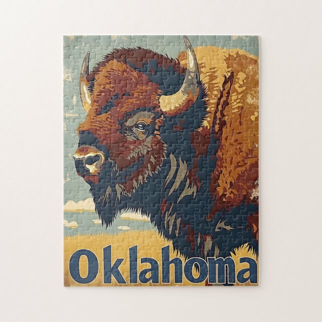 Oklahoma Bison Vintag Puzzle (Vertikal)
