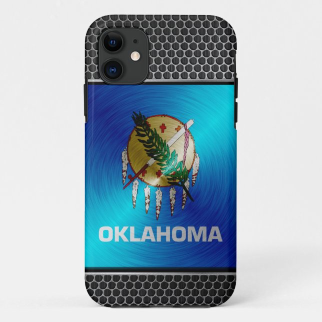 Oklahoma bürstete Metallflagge Case-Mate iPhone Hülle (Rückseite)