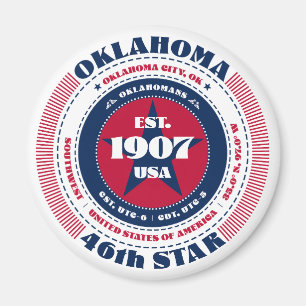 Oklahoma Circle Typografy Souvenir Magnet