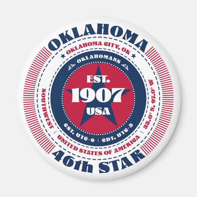 Oklahoma Circle Typografy Souvenir Magnet (Vorne)