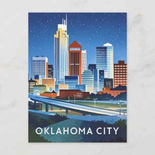 Oklahoma City Aquarell-Silhouette Postkarte