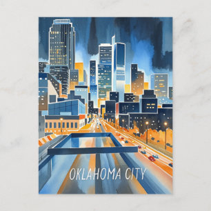 Oklahoma City Aquarell-Silhouette Postkarte
