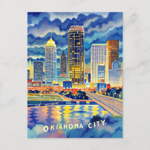 Oklahoma City Aquarell-Silhouette Postkarte