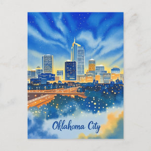 Oklahoma City Aquarell Stadtansicht Postkarte