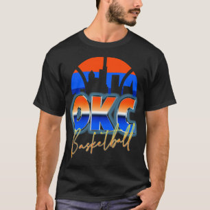 Oklahoma City Basketball Retro 90er Chrome Skyline T-Shirt