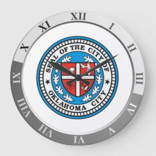 Oklahoma City flag Large Clock Große Wanduhr