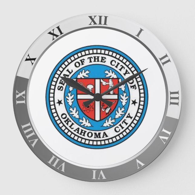 Oklahoma City flag Large Clock Große Wanduhr (Vorderseite)
