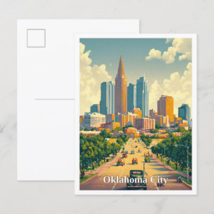 Oklahoma City Kunst Vintage Reiseillustration Postkarte