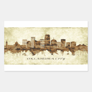 Oklahoma City Oklahoma Cityscape Rechteckiger Aufkleber