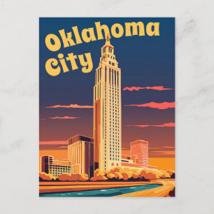 Oklahoma City, Oklahoma Fluss passiert die Stadt Postkarte