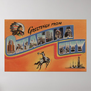 Oklahoma City, Oklahoma - Große Briefmarkenszenen Poster