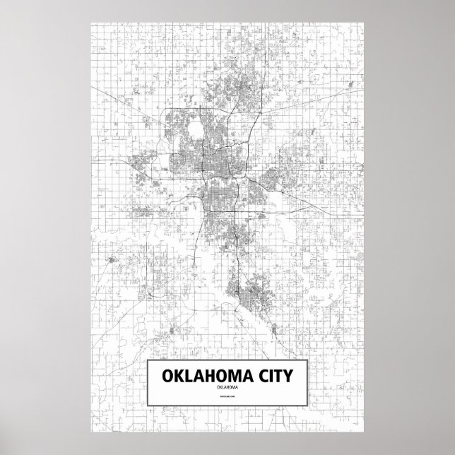 Oklahoma City, Oklahoma (schwarz auf weiß) Poster (Vorne)