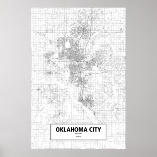 Oklahoma City, Oklahoma (Schwarzes auf Weiß) Poster