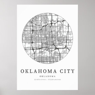 Oklahoma City Oklahoma Street Layout Karte Poster