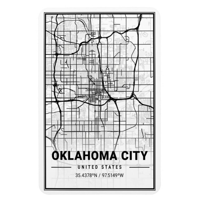 Oklahoma City Oklahoma USA Travel City Map Poster Magnet (Vertikal)
