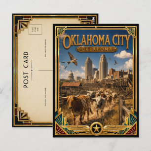 Oklahoma City Oklahoma Vintage Art Deco Golden Age Postkarte