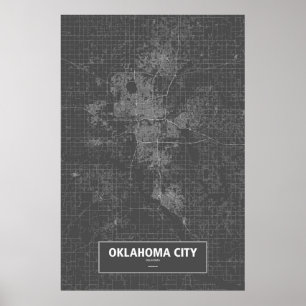Oklahoma City, Oklahoma (weiß auf Schwarzem) Poster