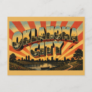 Oklahoma City River Plains Woodlands Kunst Postkarte