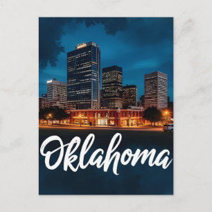 Oklahoma City Skyline in der Nacht   Moderne Stadt Postkarte