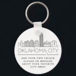 Oklahoma City Stylized Skyline | Benutzerdefiniert Schlüsselanhänger<br><div class="desc">Eine einzigartige Schlüsselkette,  die die schöne Stadt Oklahoma City repräsentiert. Dieser Schlüsselanhänger zeigt die einzigartige Skyline der Stadt mit ihrem Namen darunter. Unter dem Namen der Stadt finden Sie einen Platz für Ihren einzigartigen Slogan oder Ihre Aussage über Ihre Lieblingsstadt.</div>