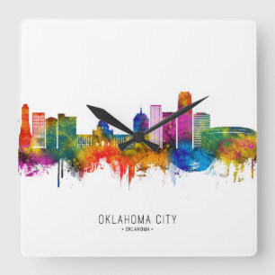 Oklahoma City USA Skyline Quadratische Wanduhr