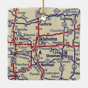 Oklahoma City Vintage Karte Keramikornament