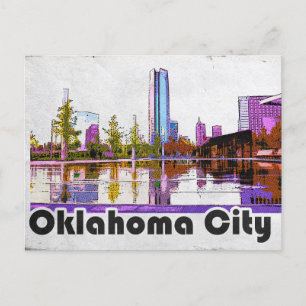 Oklahoma City Vintage Wasserfarben Postkarte