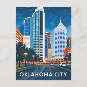 Oklahoma City Wasserfarben-Skyline Postkarte