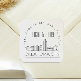 Oklahoma City Wedding Pre-Addressed Umschlag Aufkl Quadratischer Aufkleber
