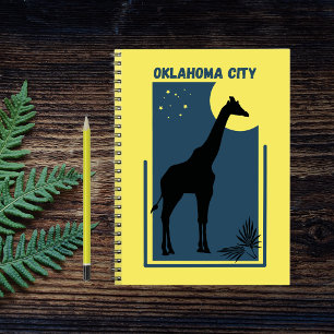 Oklahoma City ZoPark Vintage Giraffe Gelb Blau Notizblock