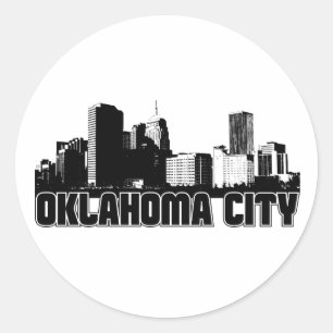 Oklahoma- CitySkyline Runder Aufkleber
