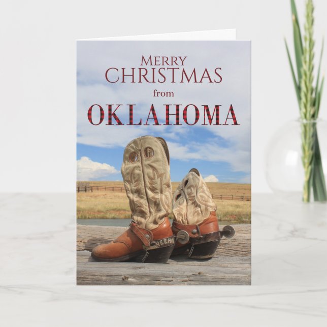 Oklahoma Cowboy Boot Weihnachtskarte Feiertagskarte (Vorderseite)