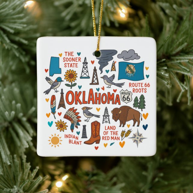 Oklahoma Custom Family Trip Weihnachten Keramikornament (Baum)