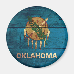 Oklahoma-Fahne aus altem Holz; Magnet