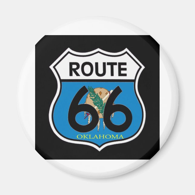 Oklahoma-Fahnenroute 66 Schild Magnet (Vorne)