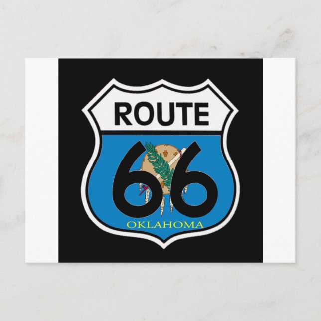 Oklahoma-Fahnenroute 66 Schild Postkarte (Vorderseite)