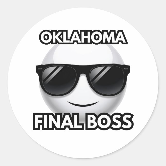 Oklahoma Final Boss Cool Emoji Sticker (Vorderseite)