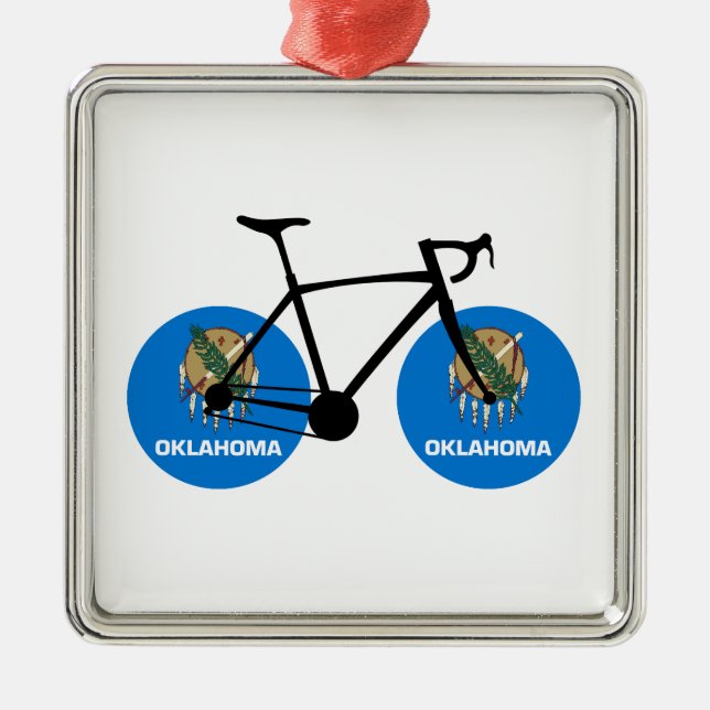 Oklahoma Flag Cycling Ornament Aus Metall (Vorne)