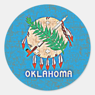 OKLAHOMA FLAG RUNDER AUFKLEBER