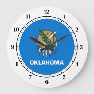 Oklahoma-Flagge, amerikanische Staatsflagge Große Wanduhr
