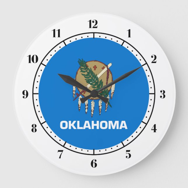 Oklahoma-Flagge, amerikanische Staatsflagge Große Wanduhr (Vorderseite)