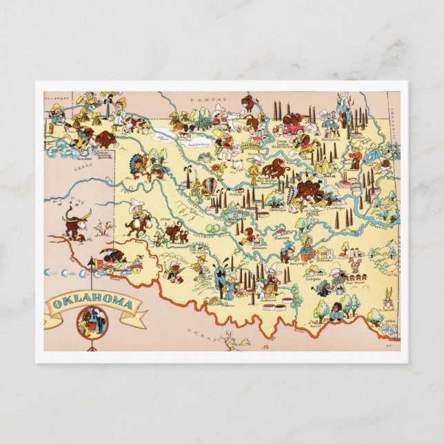 Oklahoma Funny Map Postkarte (Vorderseite)