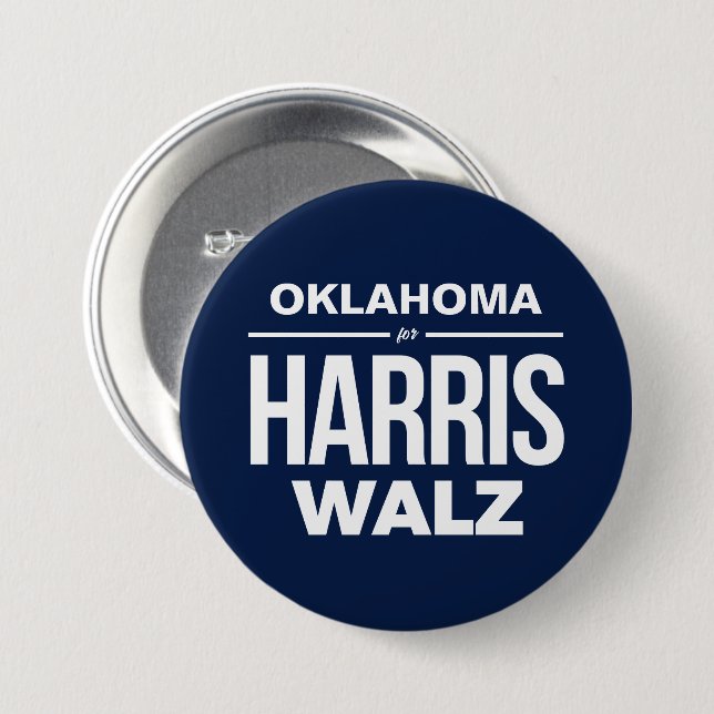 Oklahoma für Harris Walz Button (Vorne & Hinten)