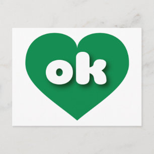 Oklahoma green heart - I Liebe ok Postkarte
